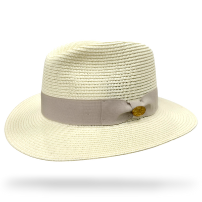 Straw Fedora Hat With Band