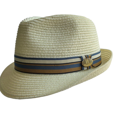 Summer Paper Straw Trilby Hat with Striped Band (Copy)