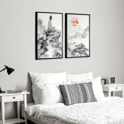 Wall Art Paint | Set of 2 Asian Inspired Wall art Prints