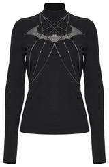 Punk Rave Morrigan Bat Chain Goth Top In Black