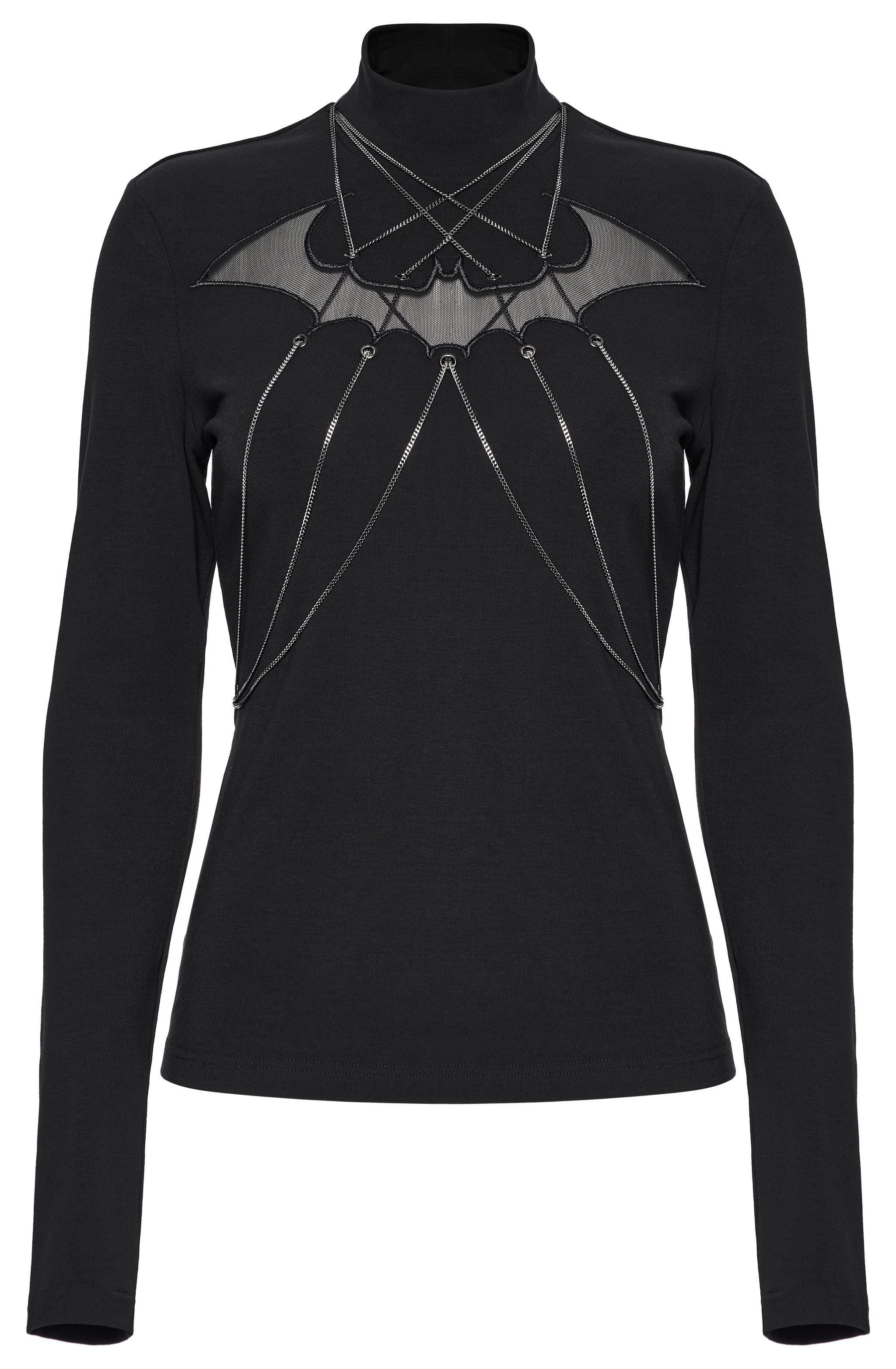 Punk Rave Morrigan Bat Chain Goth Top In Black