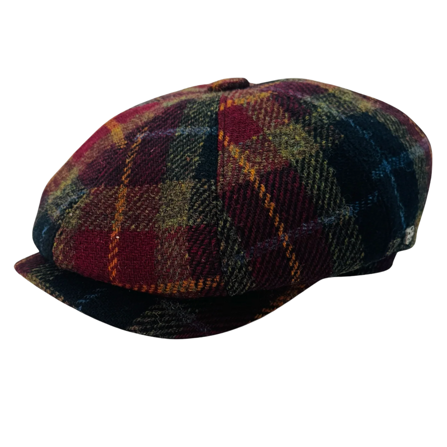 Scalpay Harris Tweed Newsboy Cap – Burgundy