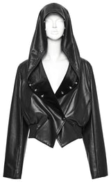 Punk Rave Nyx Hooded Faux Leather Jacket