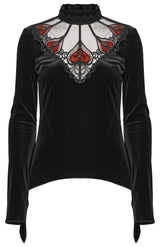 Punk Rave Belladonna Demon’s Hand Velvet T-Shirt in Red