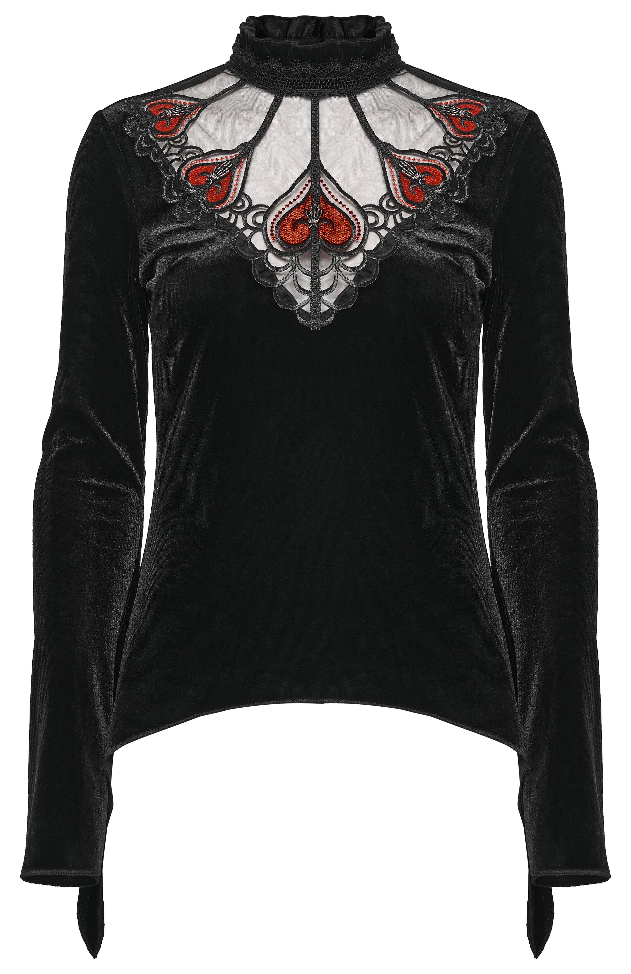 Punk Rave Belladonna Demon’s Hand Velvet T-Shirt in Red