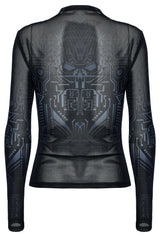 Punk Rave Eluana Cybergoth Print Mesh Long Sleeve Top