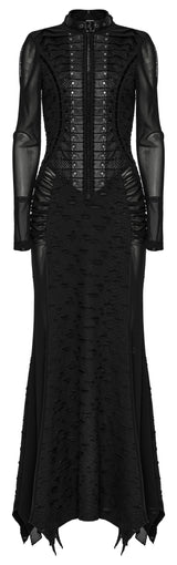 Punk Rave Seraphine Spinal Lace Panel Maxi Dress In Black