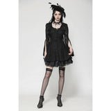 Dark in Love Luca Black Hollow Lace Gemstone Button Adjustable Waist Dress