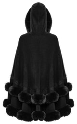 Punk Rave Elvira Faux Fur Trim Gothic Cloak in Black
