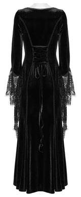 Punk Rave Isolde Velvet Lace Sleeve Dress In Black