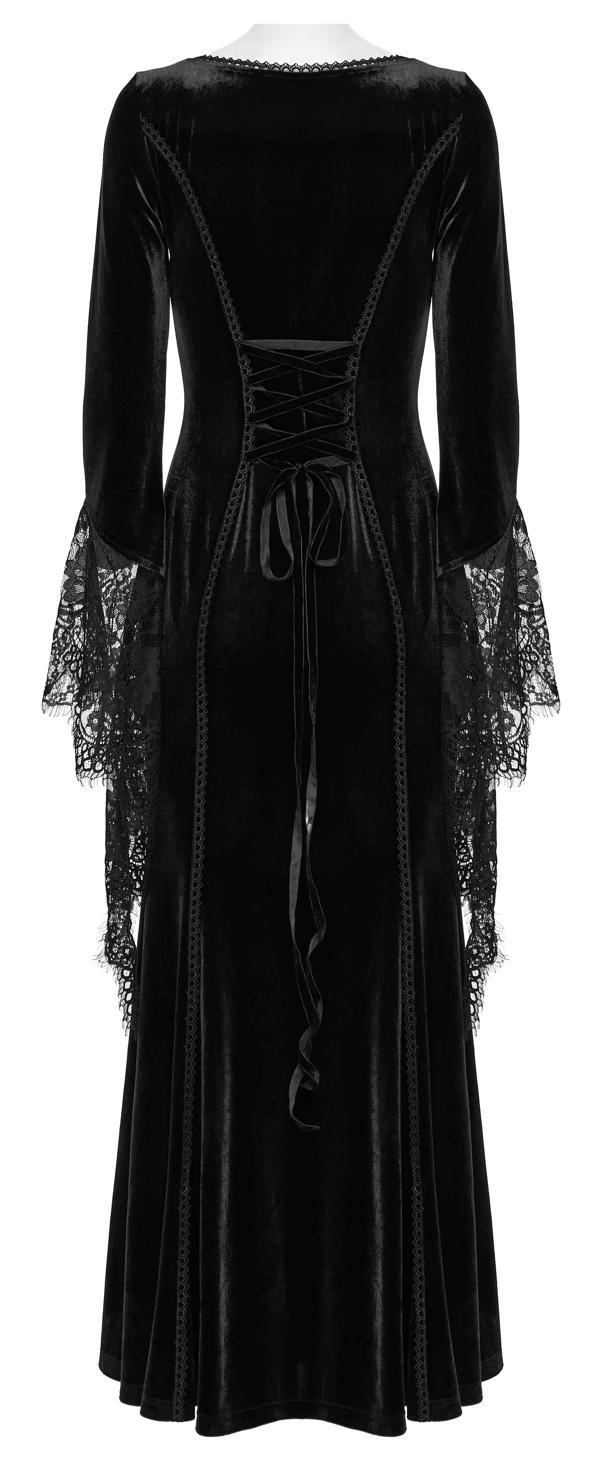 Punk Rave Isolde Velvet Lace Sleeve Dress In Black