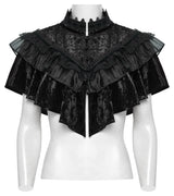 Punk Rave Elysia Velvet Ruffle Goth Shawl In Black