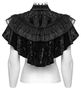 Punk Rave Elysia Velvet Ruffle Goth Shawl In Black