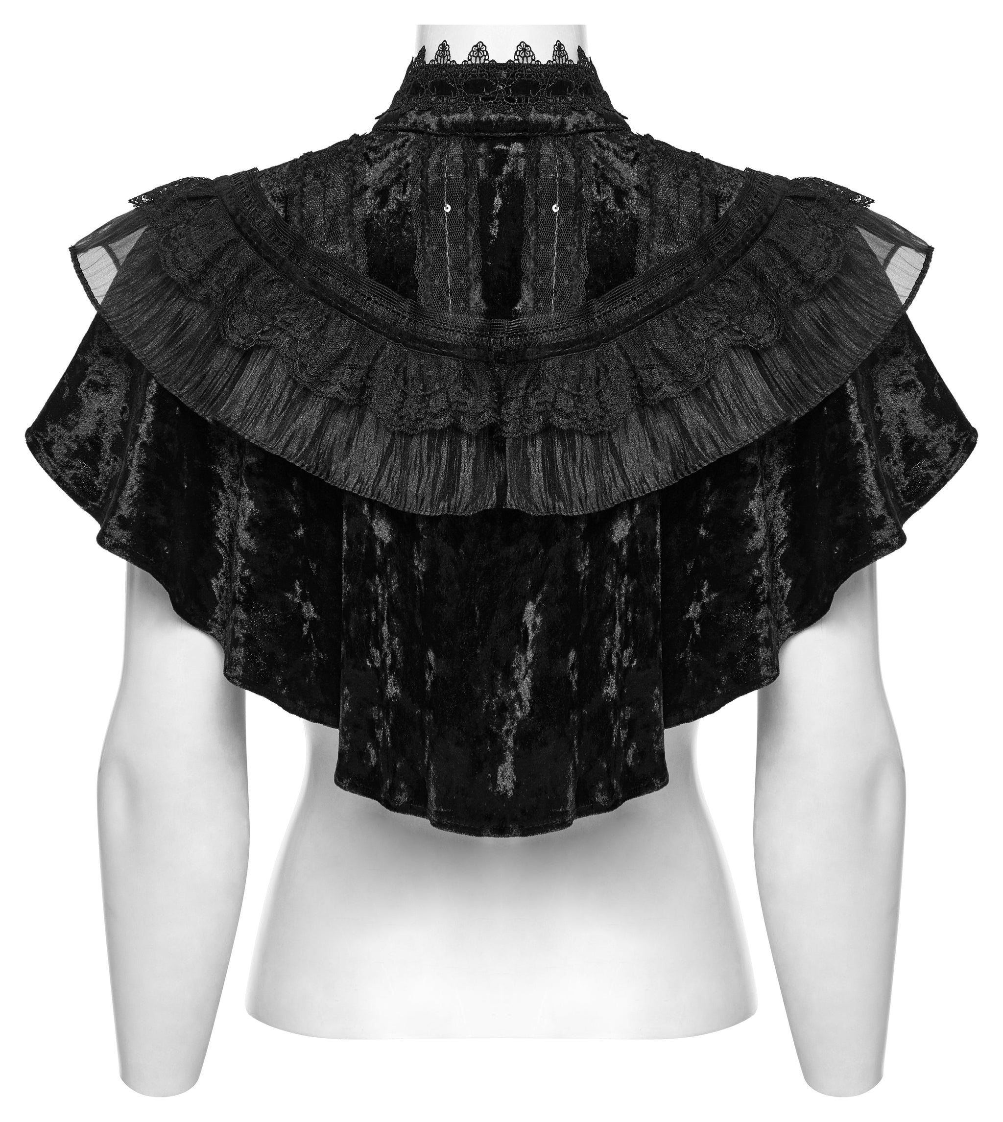 Punk Rave Elysia Velvet Ruffle Goth Shawl In Black