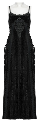 Punk Rave Morrigan Embroidered Velvet Goth Slip Dress In Black