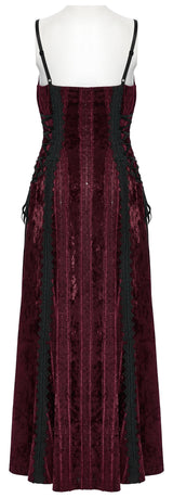 Punk Rave Vivienne Velvet Lace Panel Goth Slip Dress In Burgundy