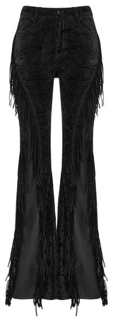 Punk Rave Morrigan Wasteland Tassel Flare Goth Trousers In Black