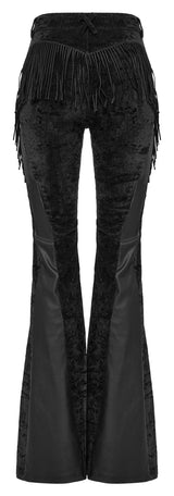 Punk Rave Morrigan Wasteland Tassel Flare Goth Trousers In Black