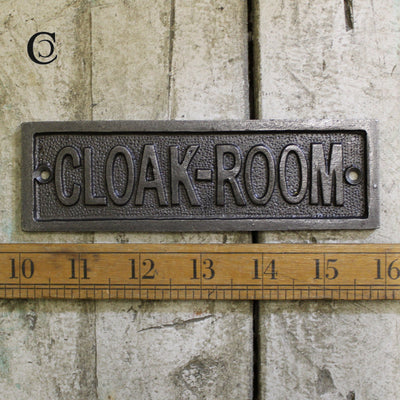CLOAKROOM Cast antique Iron Plaque