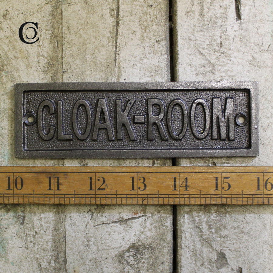 CLOAKROOM Cast antique Iron Plaque