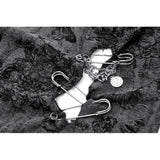 Dark in Love Shredded Butterfly Print Halter Goth Top In Grey