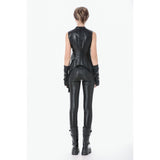 Dark in Love Punk Distressed Leather Lace-Up Top