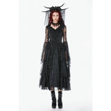 Dark In Love Gothic Deep-V Lace Bell Sleeve Cape