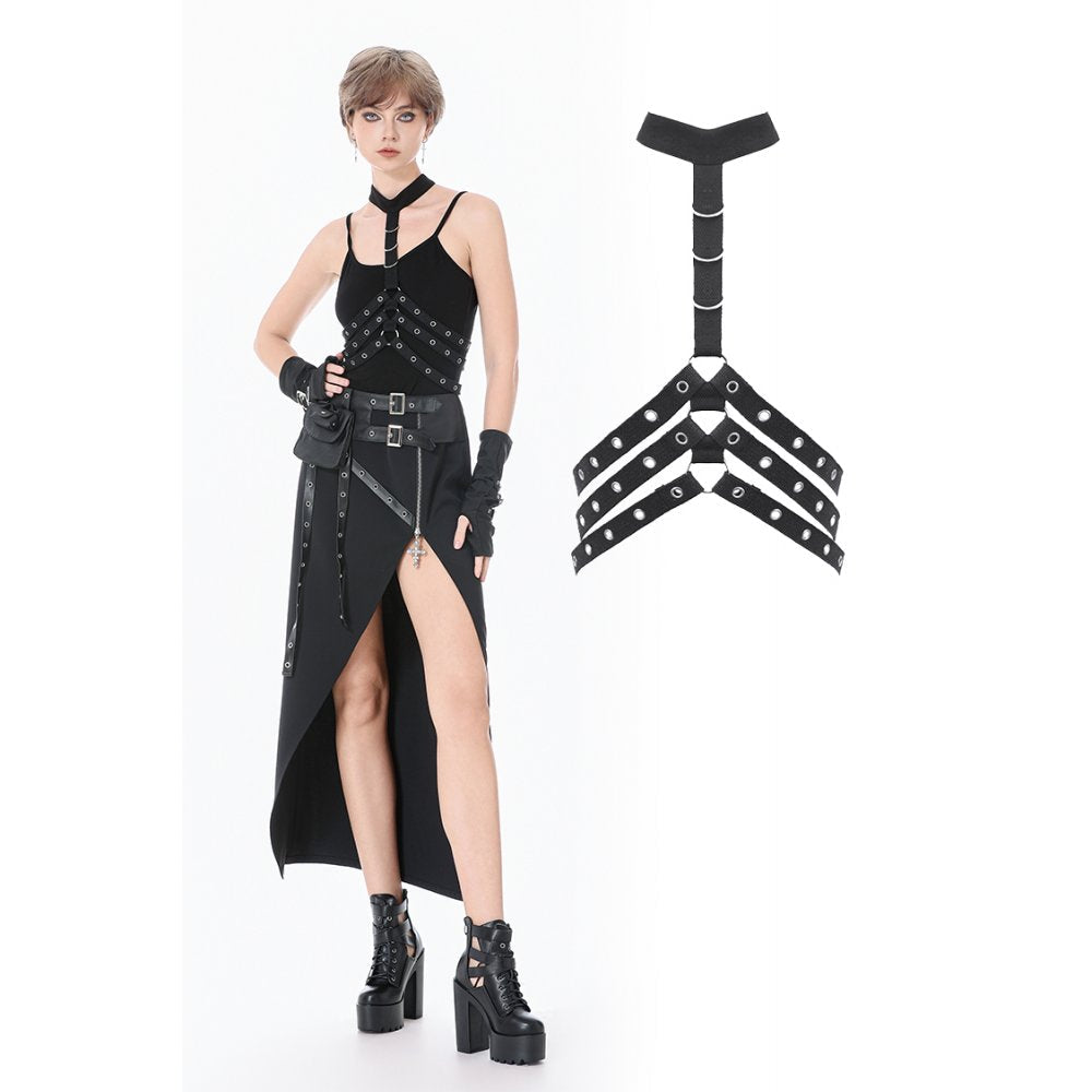 Dark In Love Punk Rib Cage Grommet Waist Cincher