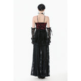 Dark in Love Althea Lace-Trimmed Velvet Goth Camisole in Burgundy