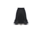 Dark in Love Melisandre Embroidered Velvet Mesh Goth Skirt in Black