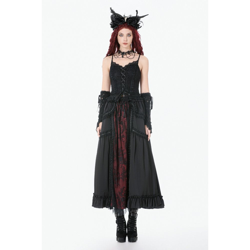Dark in Love Black Lace Court Lace-Up Camisole