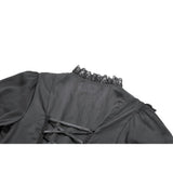 Dark in Love Belladonna Lace-Up High Collar Puff Sleeve Goth Dress  in Black