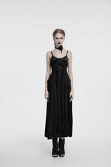 Punk Rave Morrigan Embroidered Velvet Goth Slip Dress In Black