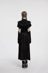 Punk Rave Elysia Velvet Ruffle Goth Shawl In Black