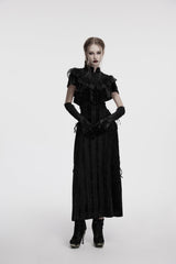 Punk Rave Elysia Velvet Ruffle Goth Shawl In Black