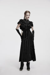 Punk Rave Morrigan Embroidered Velvet Goth Slip Dress In Black