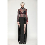 Dark in Love Carson Black and Red Tie-Dye Mesh Versatile Basic Top