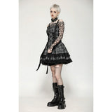 Dark in Love Ida Punk Grey Tartan Metal Studded Dress
