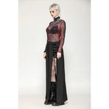 Dark in Love Carson Black and Red Tie-Dye Mesh Versatile Basic Top
