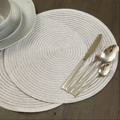 Round Silver Thread Woven Placemat |Alice