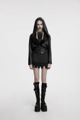 Punk Rave Nyx Hooded Faux Leather Jacket