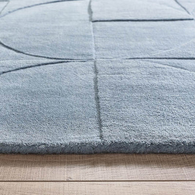 Penny Duck Egg Blue Geometric Wool Rug