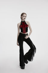 Punk Rave Morrigan Wasteland Tassel Flare Goth Trousers In Black