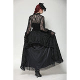 Dark in Love Aoife Black Hollow Lace Elastic Pleated Waist Eyelash Lace Cuff Top