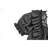 Dark in Love Seraphina Ruched Puff Sleeve Corset Top in Black