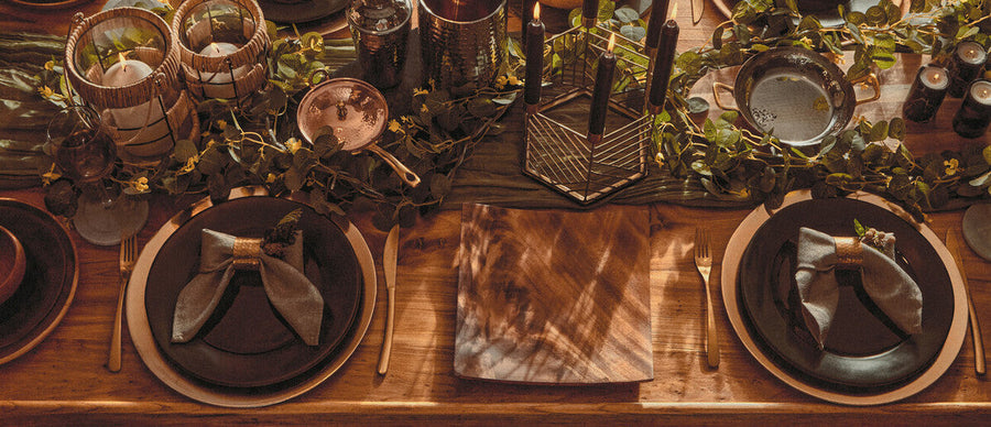 Set of Four Brass Finish Napkin Rings | Metallic Napkin Rings
