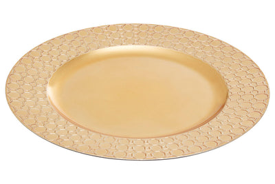 Gold Charger Plate with Octagon Pattern Rim | Dia
