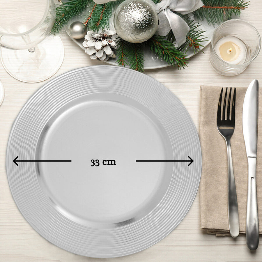 Silver Finish Ribbed Charger Plate | Dia