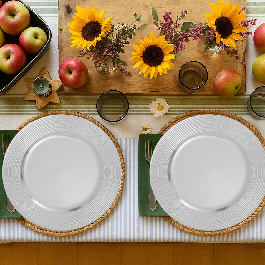 Silver Finish Ribbed Charger Plate | Dia