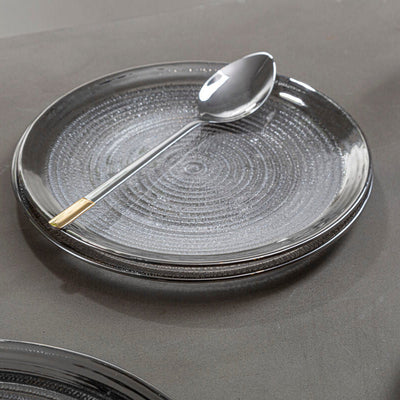 Embossed Glass with Silver Rim Charger Plate | Ida